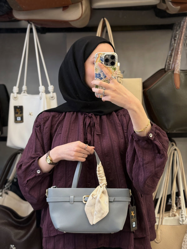 Nas Bag Mavi Zarif Fularlı Kadın Çantası - 1541