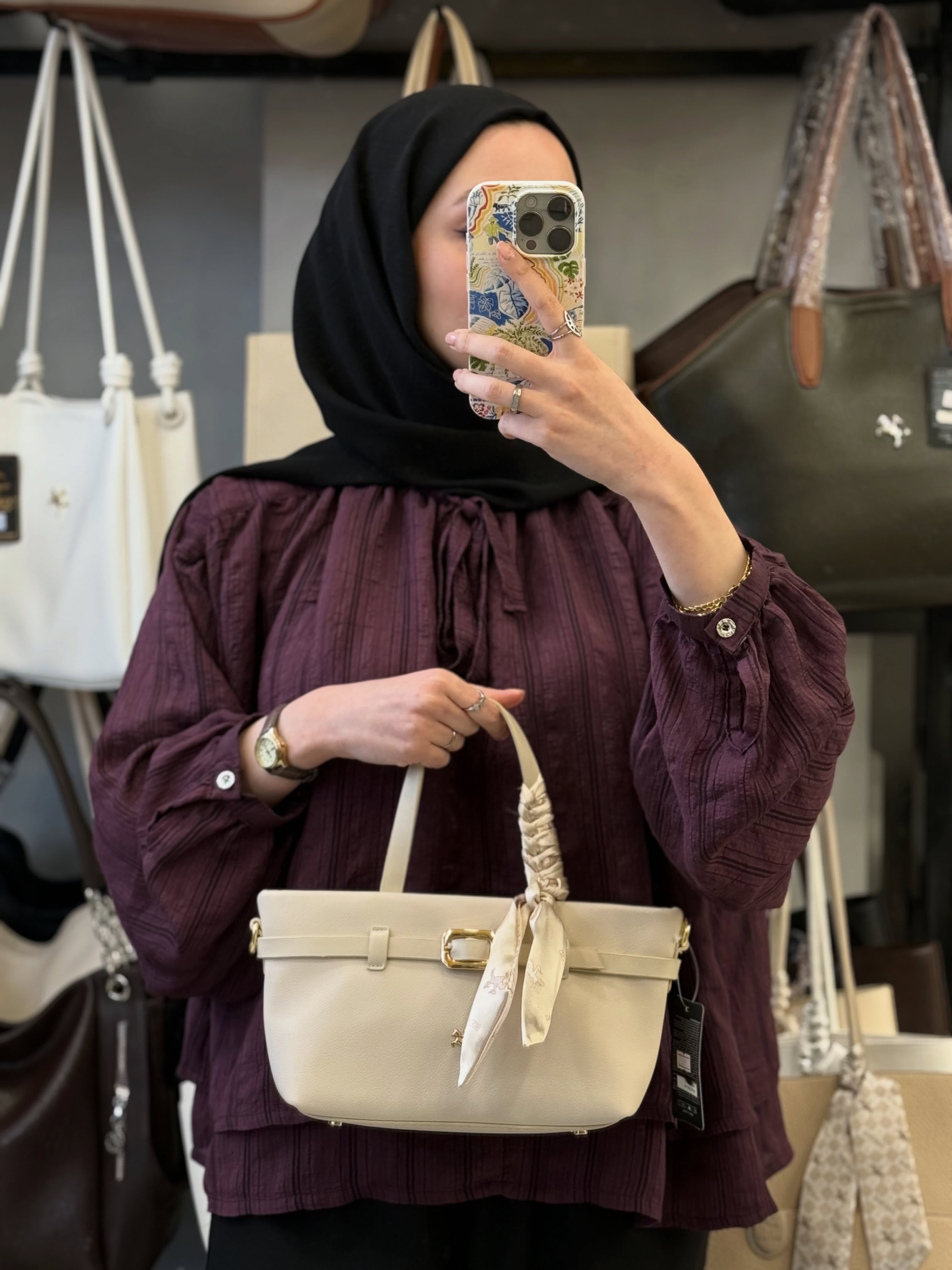Nas Bag Zarif Fularlı Kadın Çantası - 1541