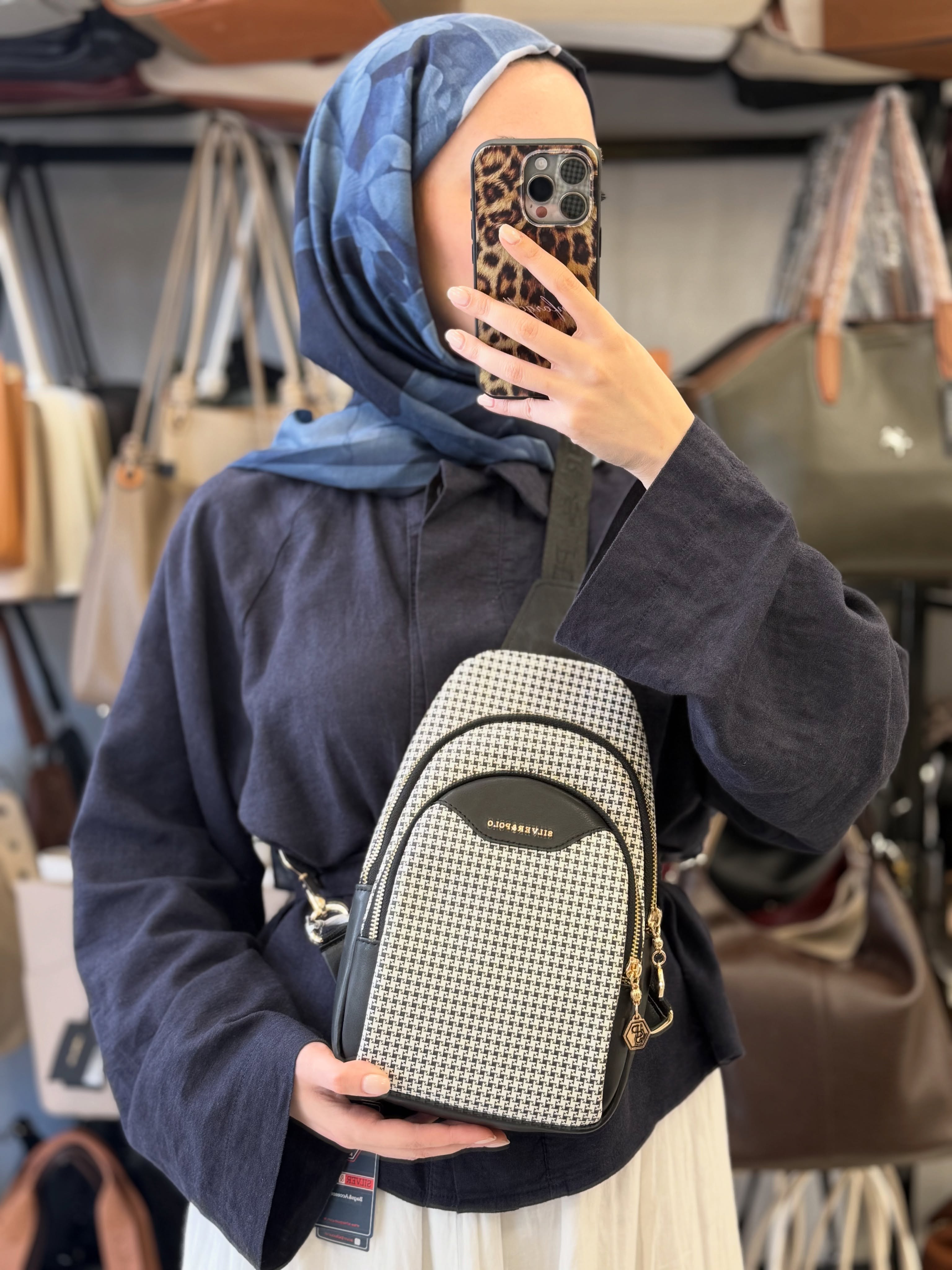 Silver Polo Siyah Kazayağı Bodybag Kadın Çantası - SP959