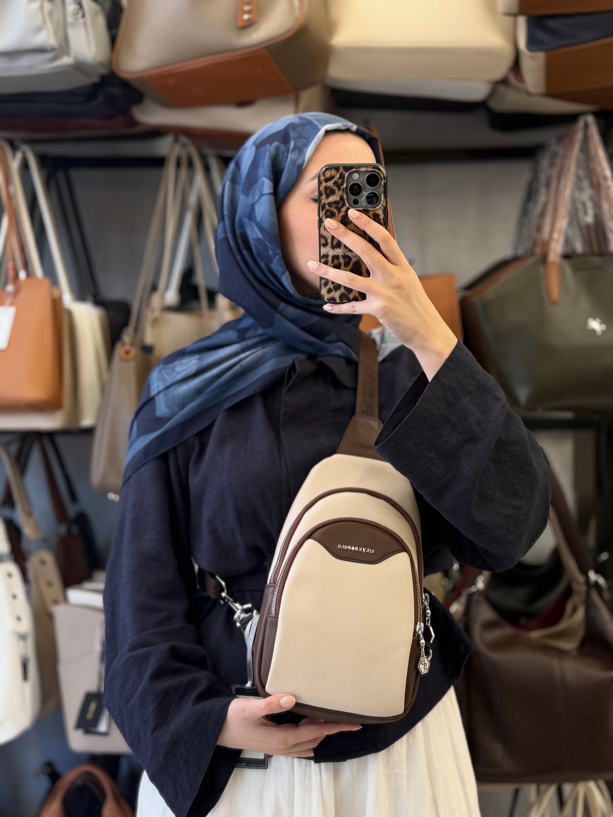 Silver Polo Bej Kahve Bodybag Kadın Çantası - SP959