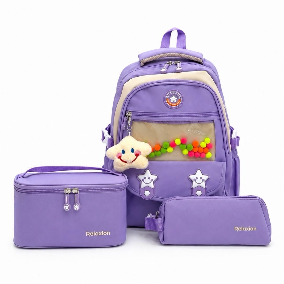 Relaxion Lila Premium 3'lü Okul Çantası Seti - 1940