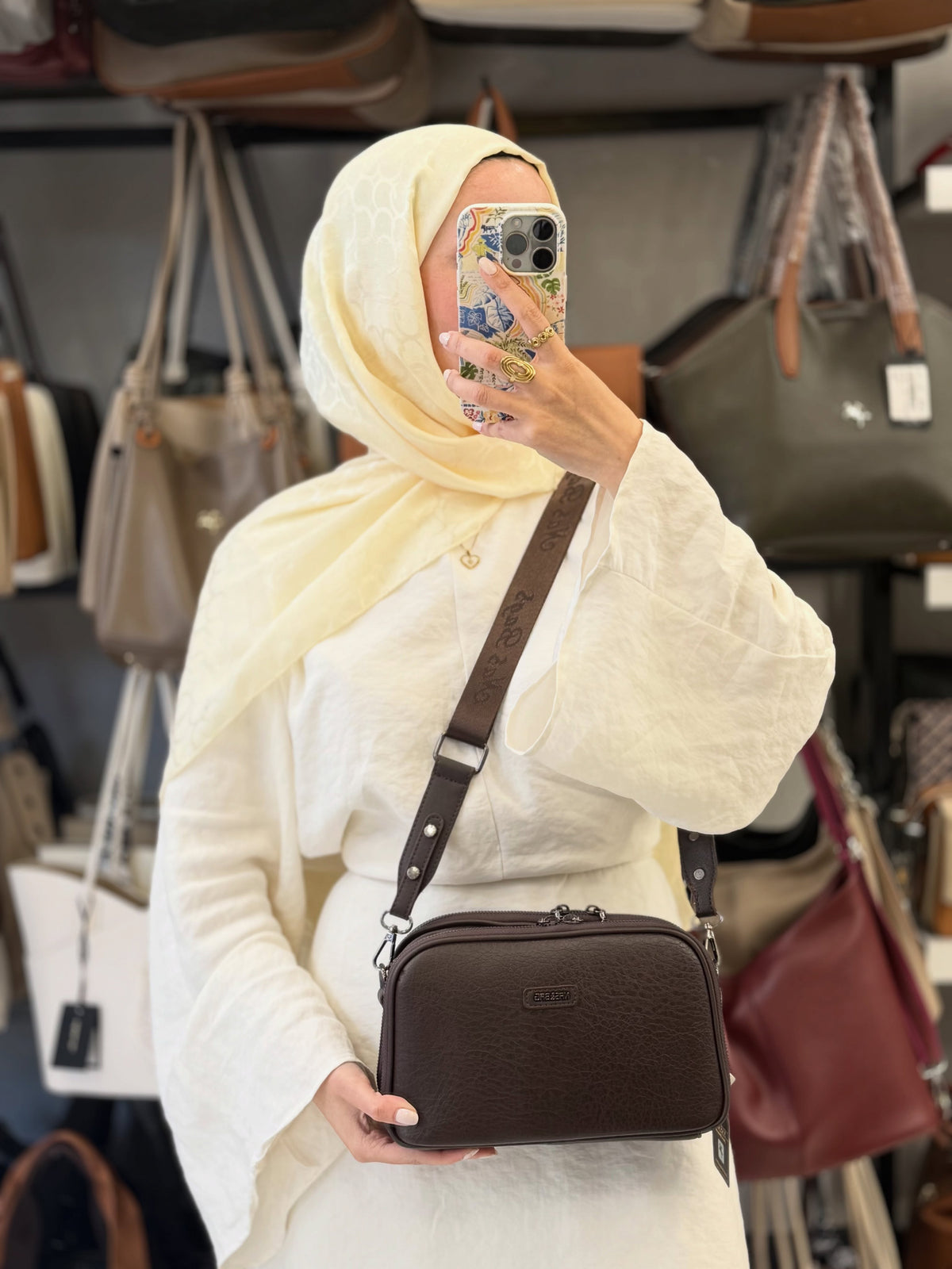 Nas Bag Kahverengi Ortası Mıknatıslı İki Gözlü Kadın Çanta - 1207