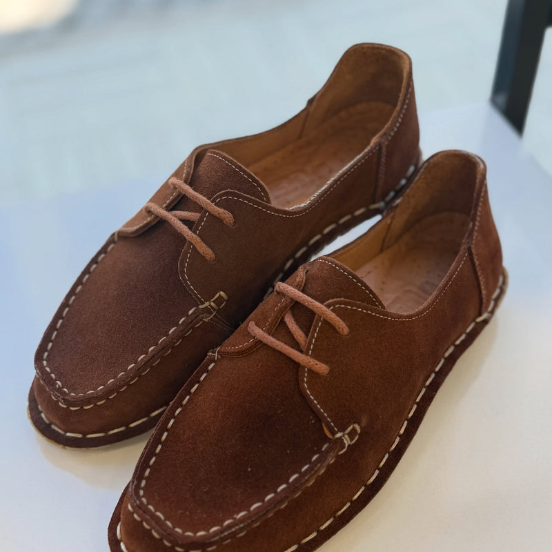 Vega Luxury Kahve Hakiki Deri Süet Ortopedik Düz Taban Kadın Loafer / Günlük Ayakkabı - 602 - 9