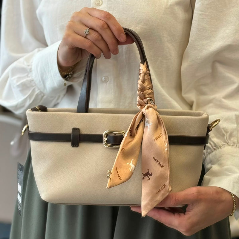 Nas Bag Kum Kahve Zarif Fularlı Kadın Çantası - 1541 - 1