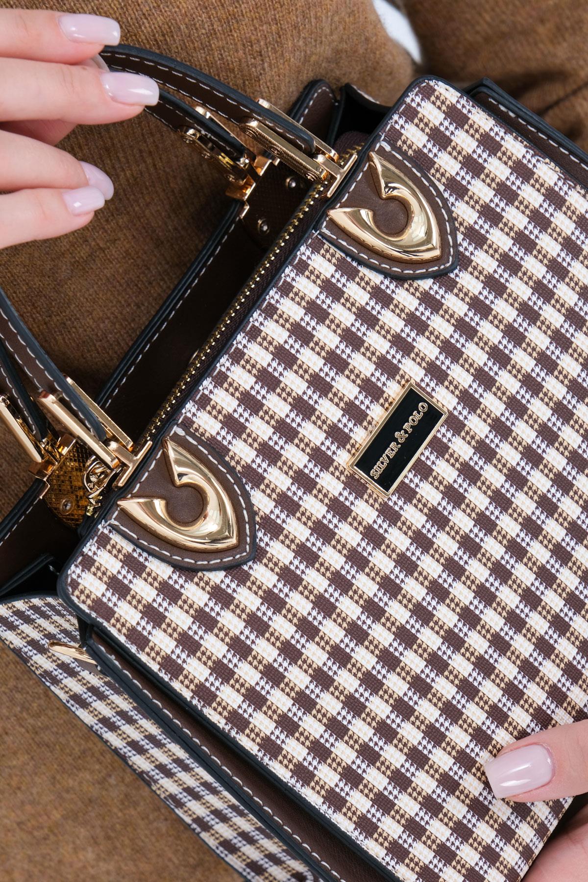 Silver & Polo Kahve Sarı - Kahve SP1133 Kadın El Çantası