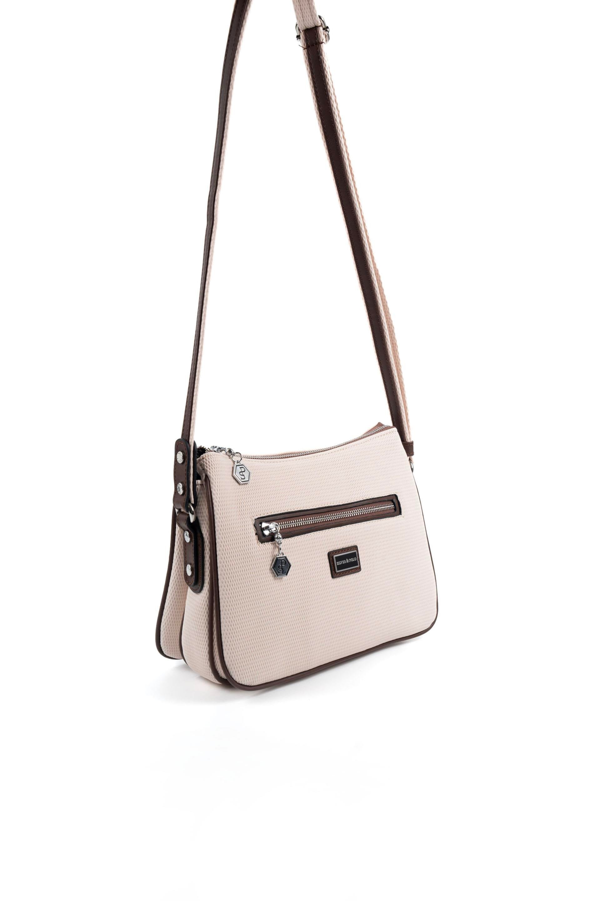 Silver & Polo Bej - Kahve SP818 Kadın Çapraz Çanta