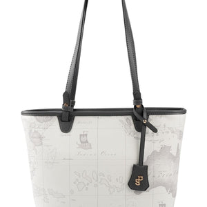 Silver & Polo SP1204 Kadın Omuz Çantası Harita Beyaz-Antrasit