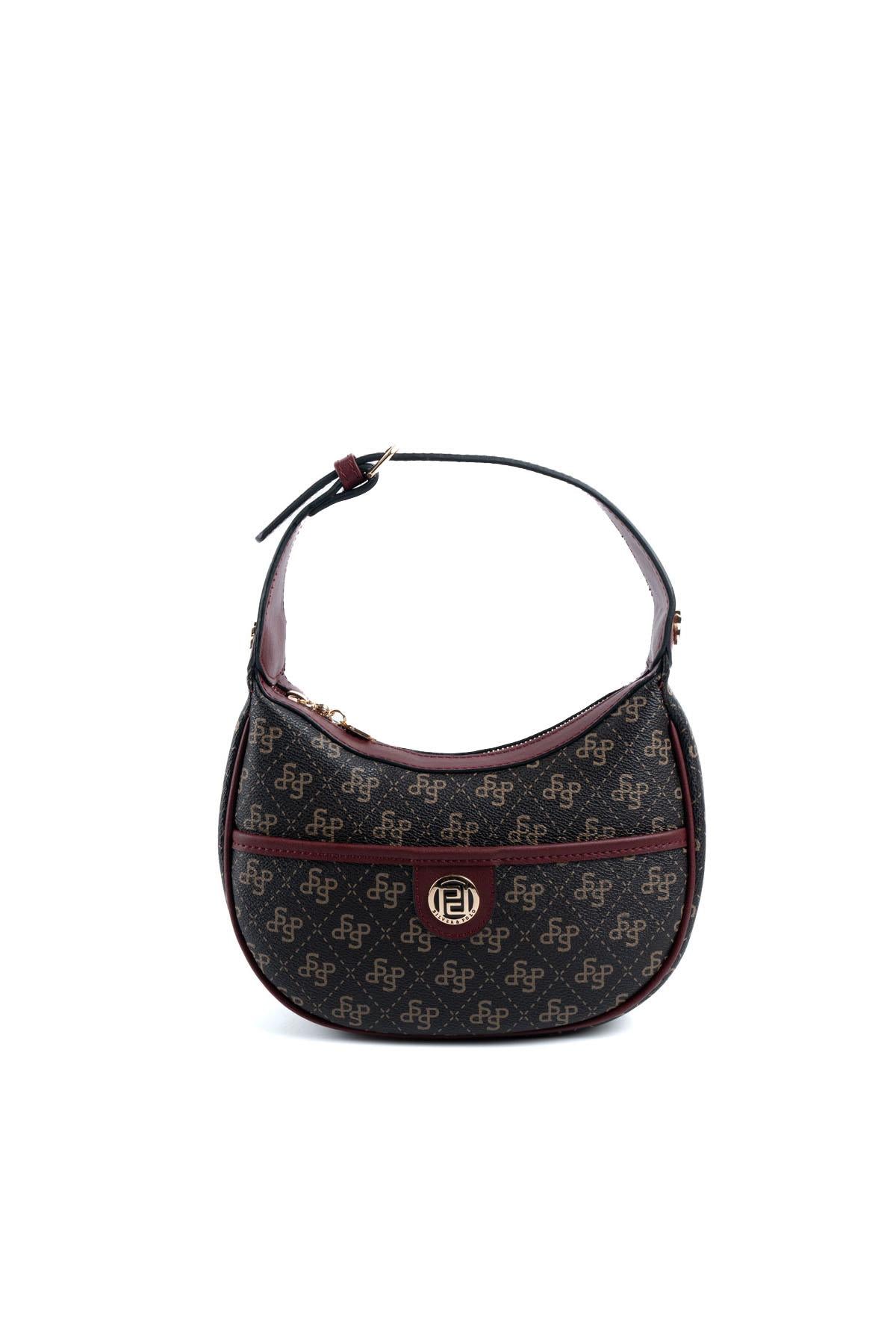 Silver & Polo Kahve Sarı - Bordo SP1194 Kadın Omuz Çantası