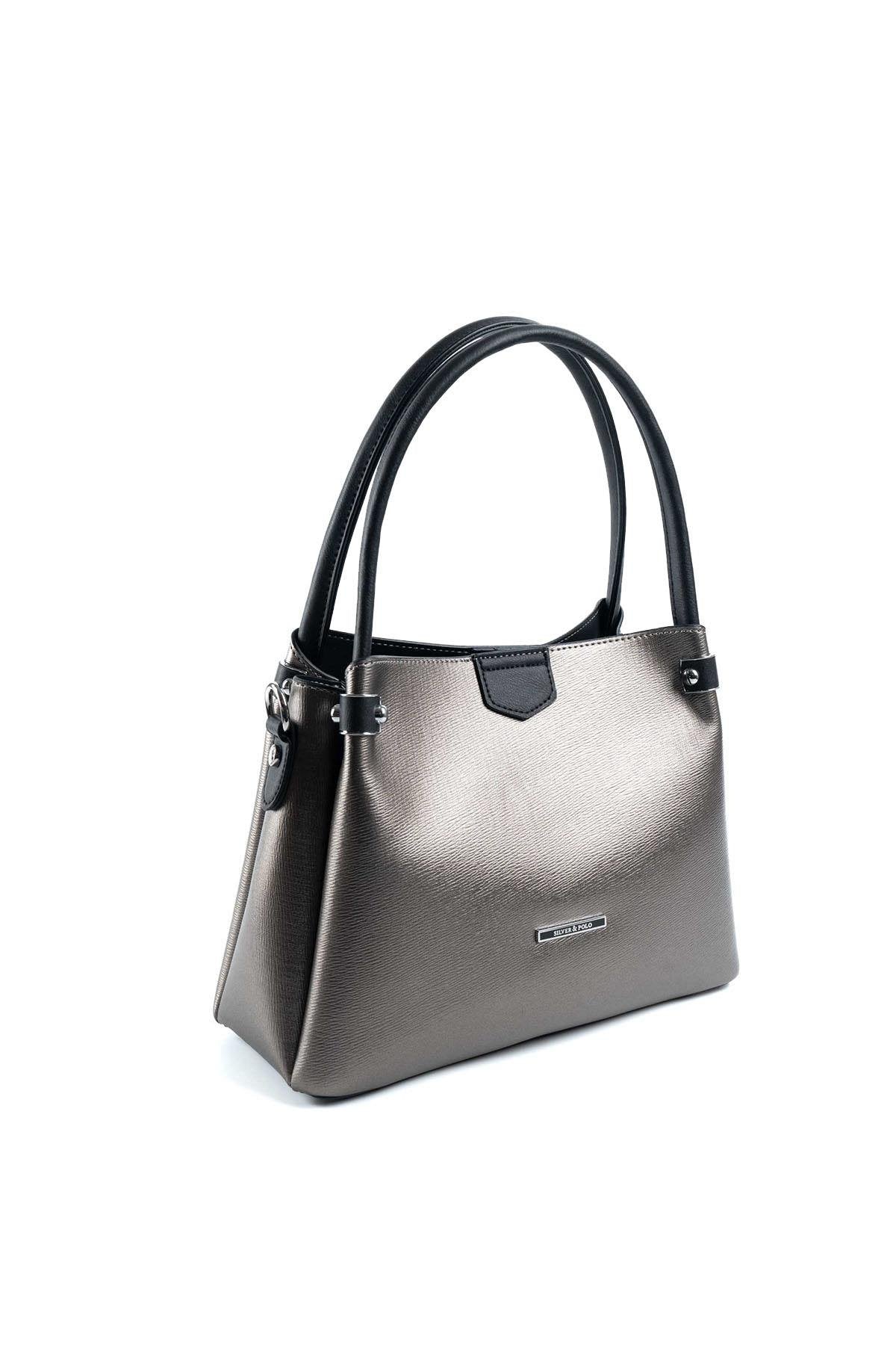 Silver & Polo Platin - Siyah SP1254 Kadın El Çantası