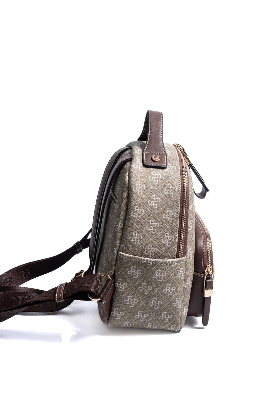 Silver & Polo SP1130 Kadın Sırt Çantası Monogram Y.Yeşil-Kahve