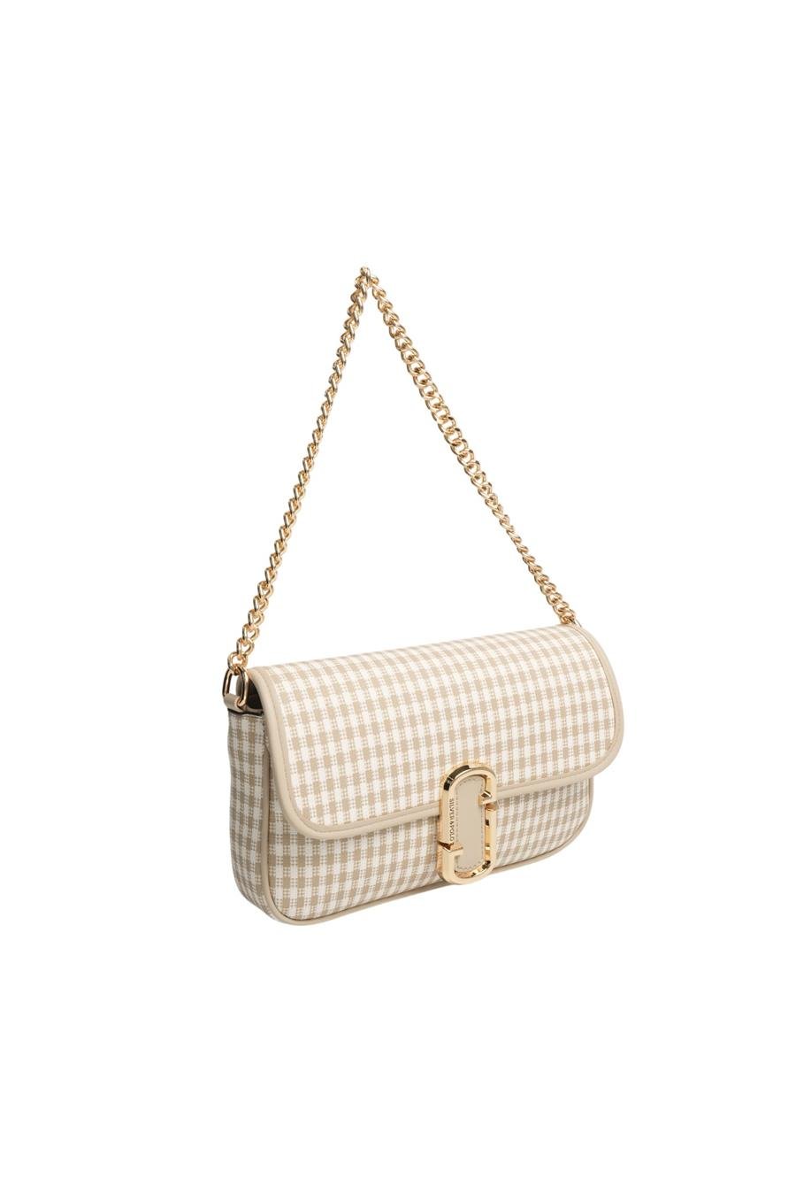 Silver & Polo SP1171 Kadın Omuz Çantası Ekose Line Kare Kum Beji-Kum