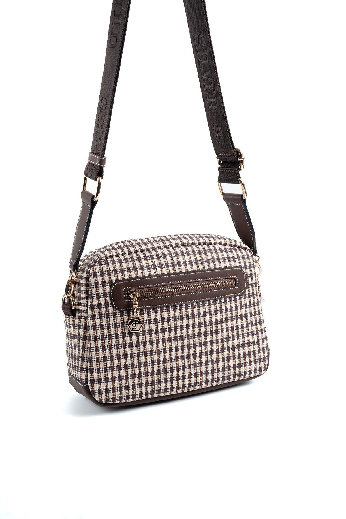 Silver & Polo Kahve Sarı - Kahve SP1201 Kadın Çapraz Çanta