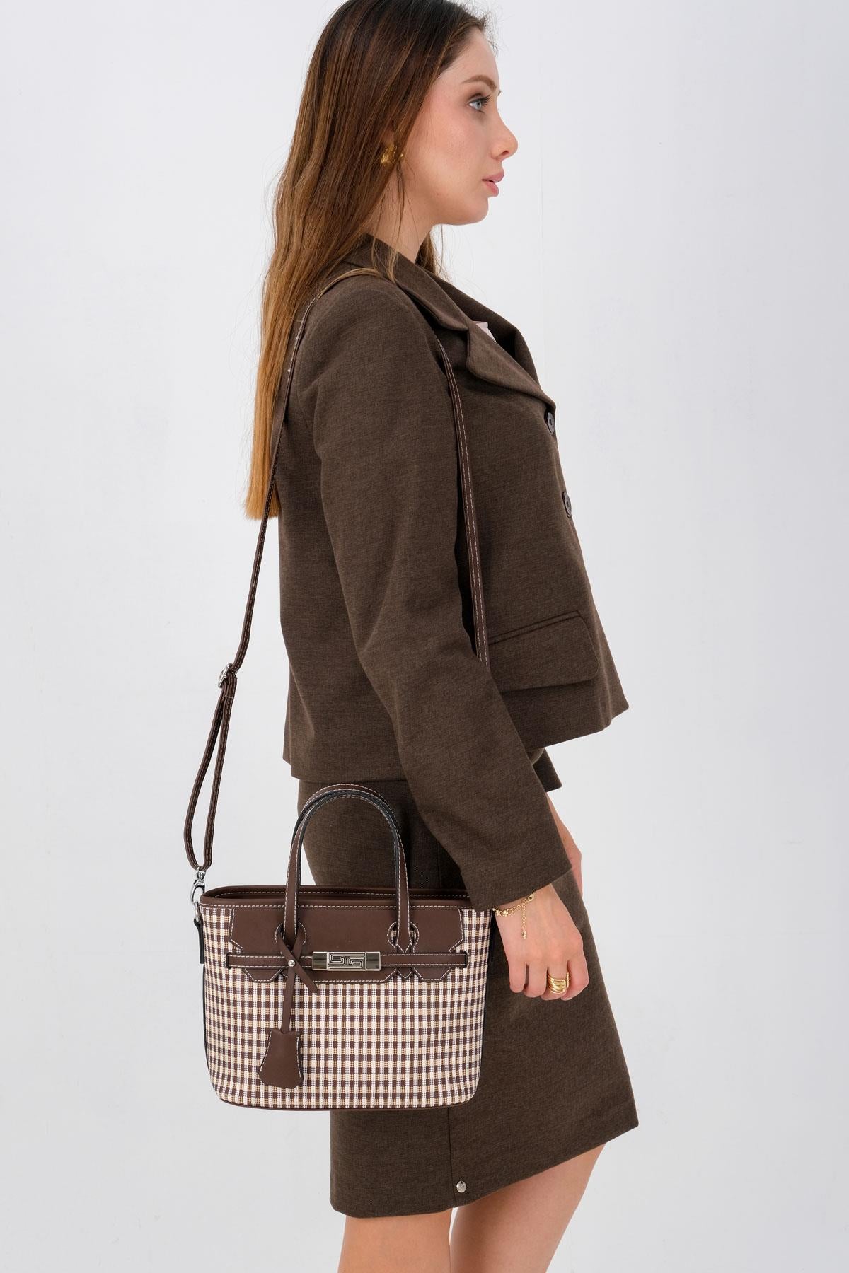 Silver & Polo Kahve Sarı - Kahve SP1185 Kadın El Çantası