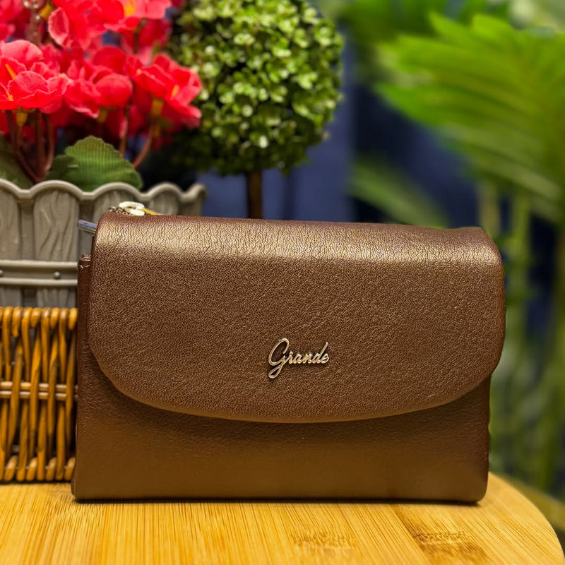 Grande Acı Kahve Hakiki Deri Yumuşak Dokulu Bölmeli Kadın Cüzdanı - 2813 - 9