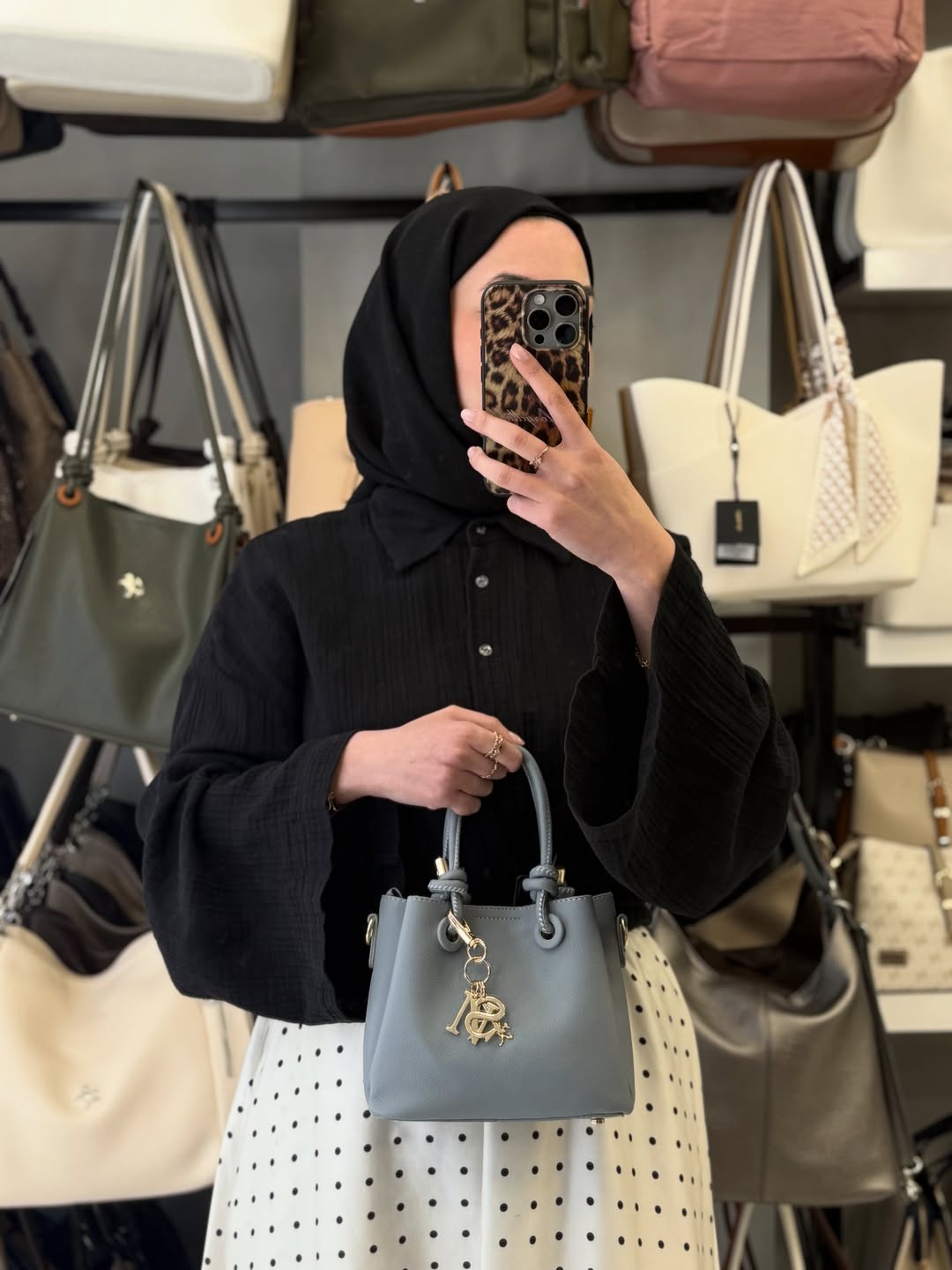 Nas Bag Kadın Charmlı Açık Mavi Mini El ve Çapraz Çanta - 1498