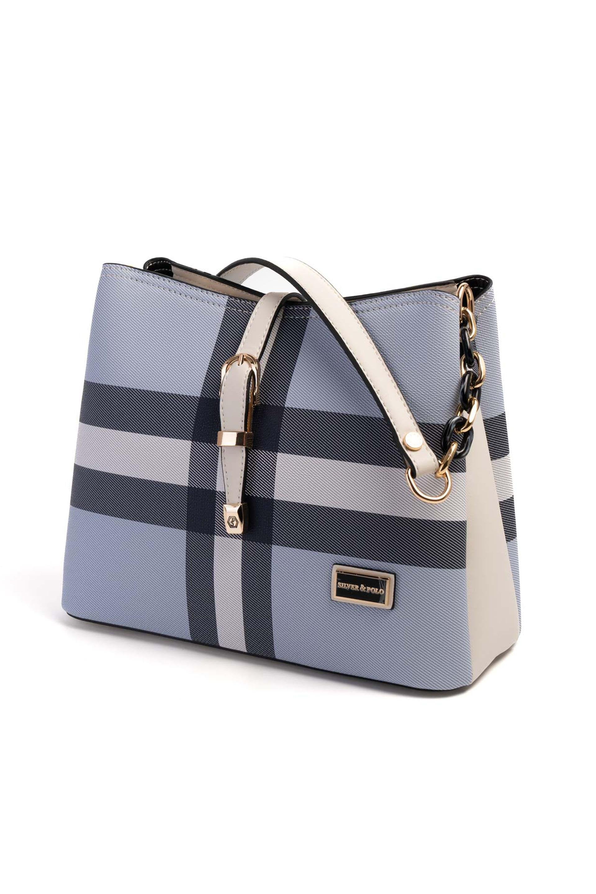 Silver & Polo Mavi - Kemik SP974 Kadın Omuz Çantası