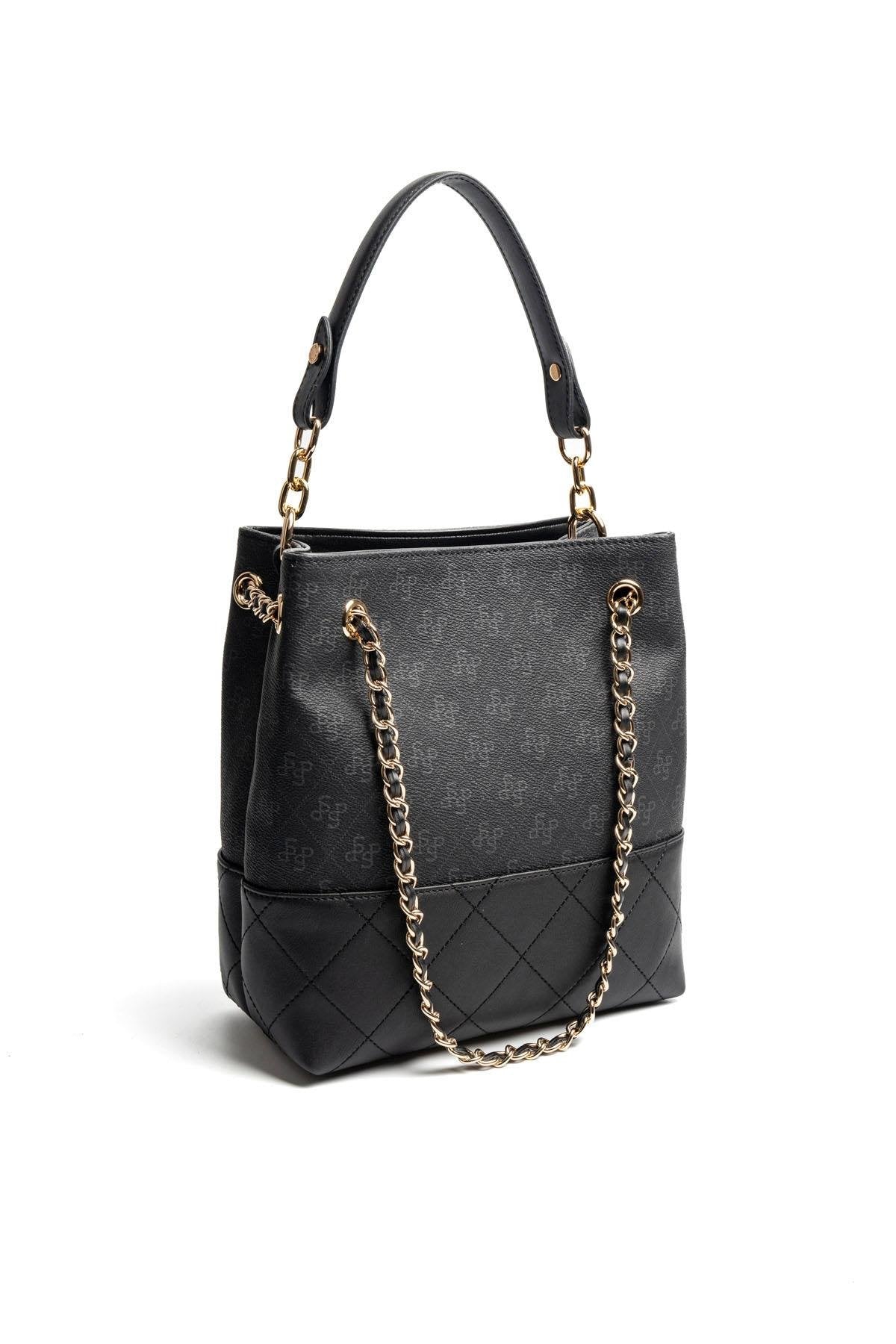 Silver & Polo SP1262 Kadın Omuz Çantası Monogram Siyah