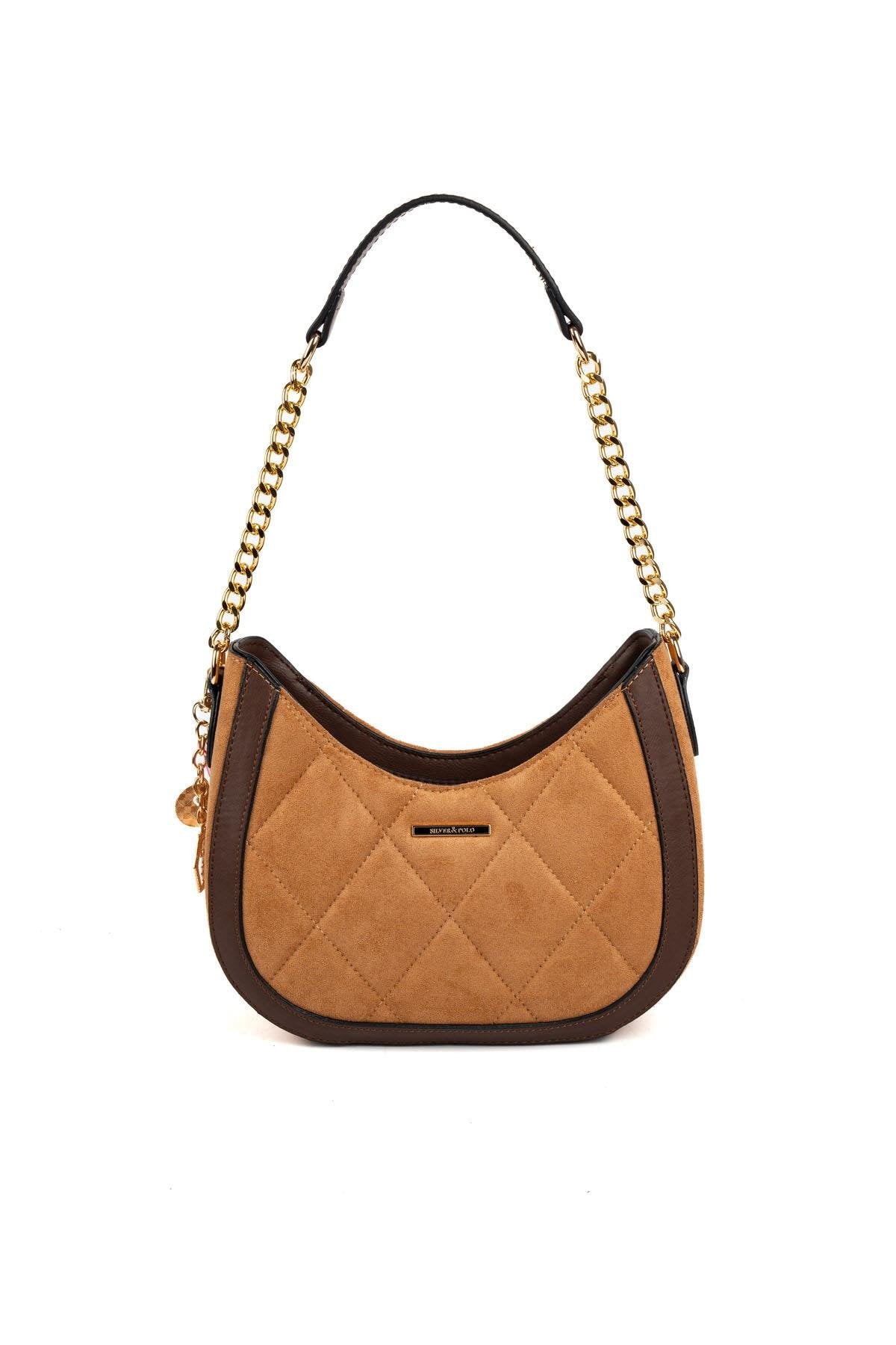 Silver & Polo SP1168 Kadın Omuz Çantası Süet Taba-Kahve