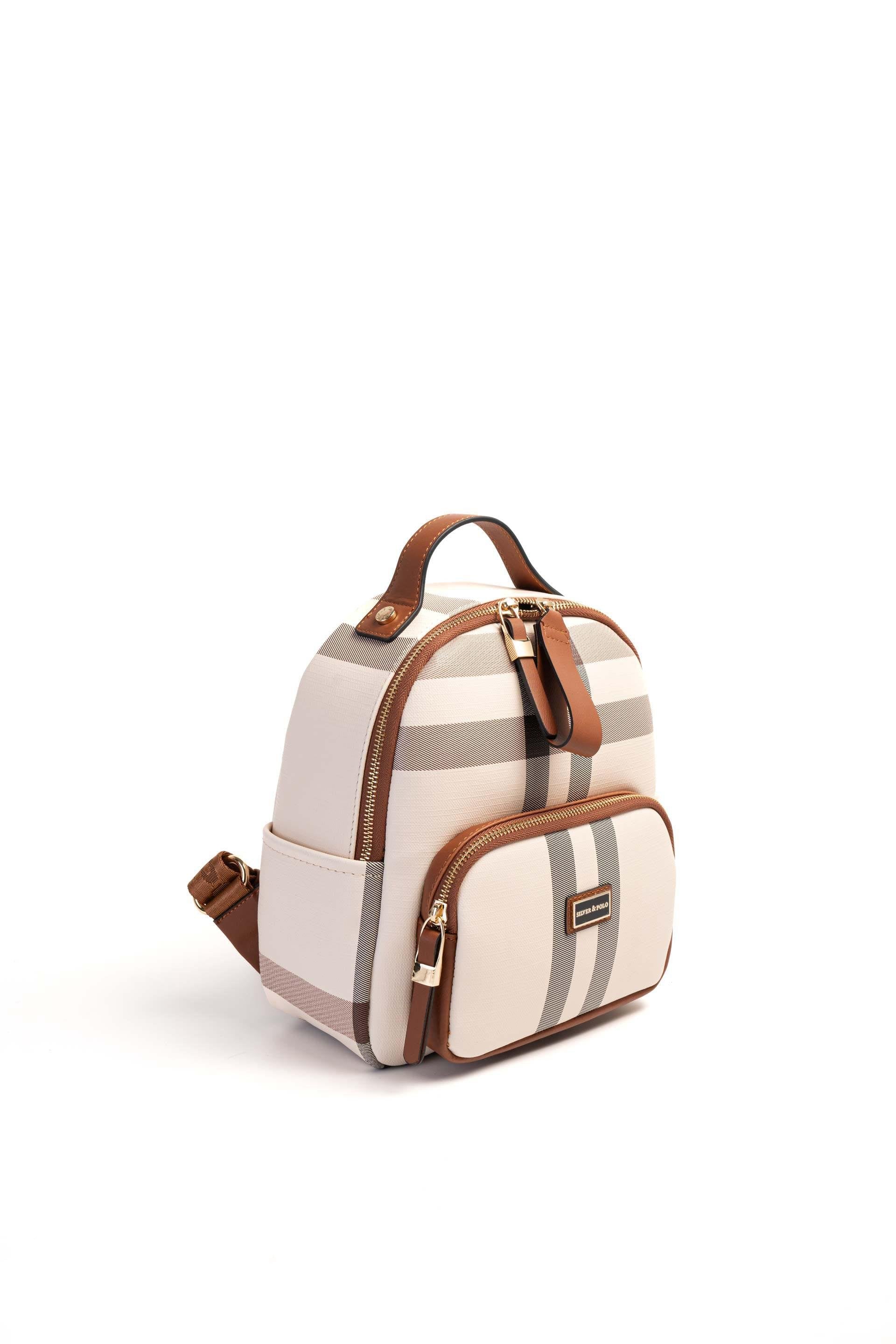 Silver & Polo Krem - Taba SP1130 Kadın Sırt Çantası