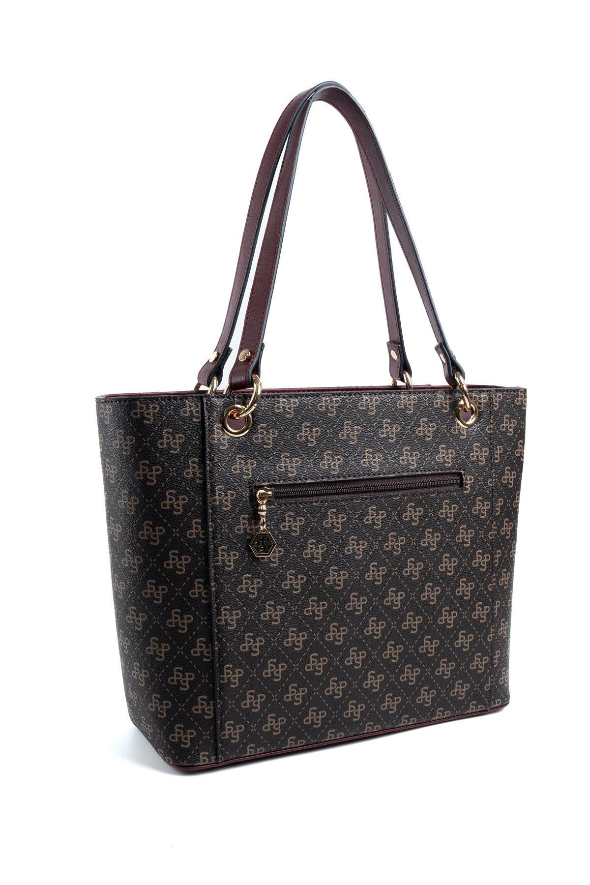 Silver & Polo Kahve Sarı - Bordo SP1176 Kadın Omuz Çantası