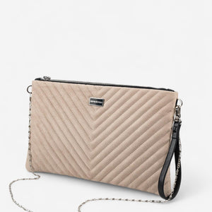 Silver & Polo SP1034 Kadın Portföy & Clutch Kapitone V Süet Bej