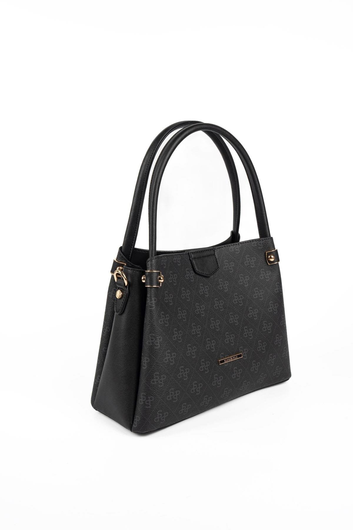 Silver & Polo SP1254 Kadın El Çantası Monogram Siyah
