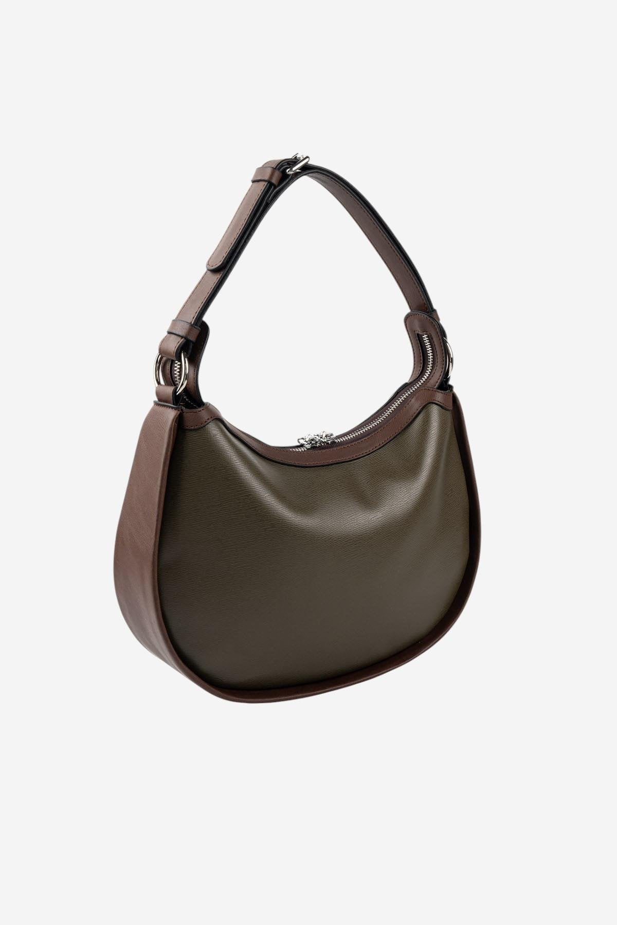 Silver & Polo SP1263 Kadın Omuz Çantası Logolu Zeytuni-Kahve