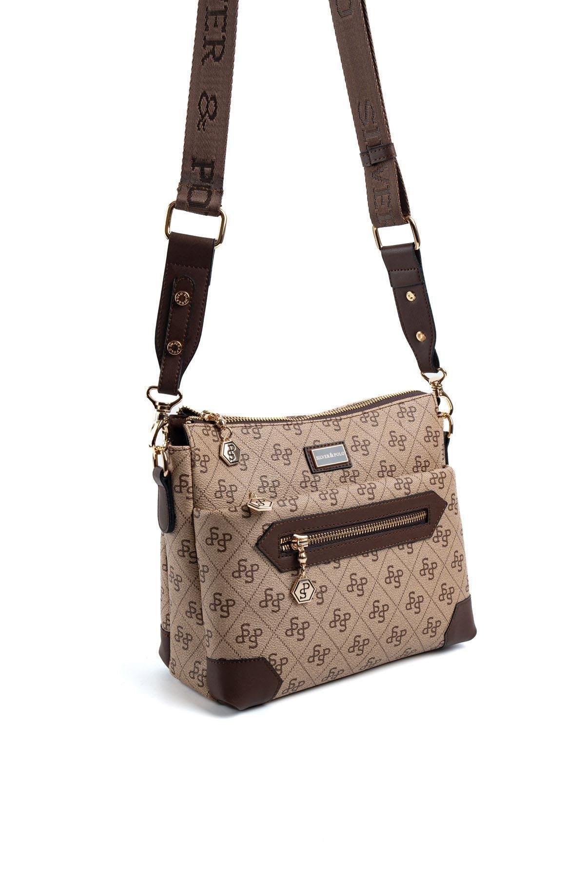 Silver & Polo Koyu Bej - Kahve SP1110 Kadın Çapraz Çanta