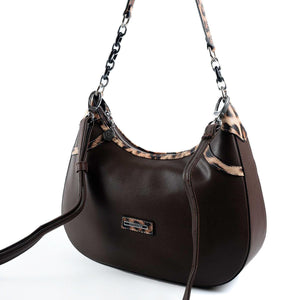 Silver & Polo Leopar Kahve SP1255 Kadın Omuz Çantası