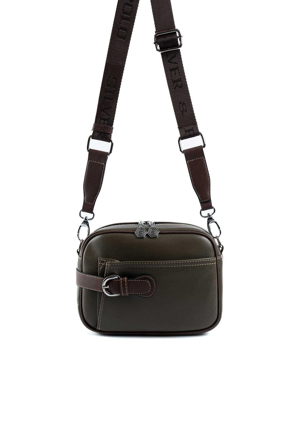 Silver & Polo Haki - Kahve SP1256 Kadın Çapraz Çanta