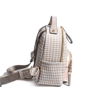 Silver & Polo SP1130 Kadın Sırt Çantası Ekose Line Kare Kum Beji-Kum