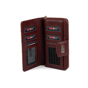 Silver & Polo SP928 Kadın Cüzdan & Kartlık Monogram Koyu Bej-Bordo