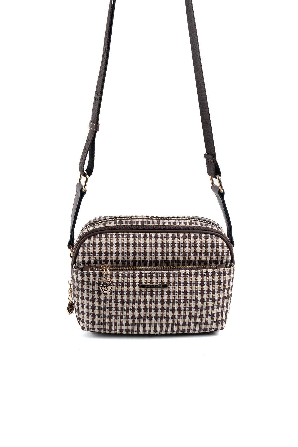 Silver & Polo Kahve Sarı - Kahve SP1162 Kadın Çapraz Çanta