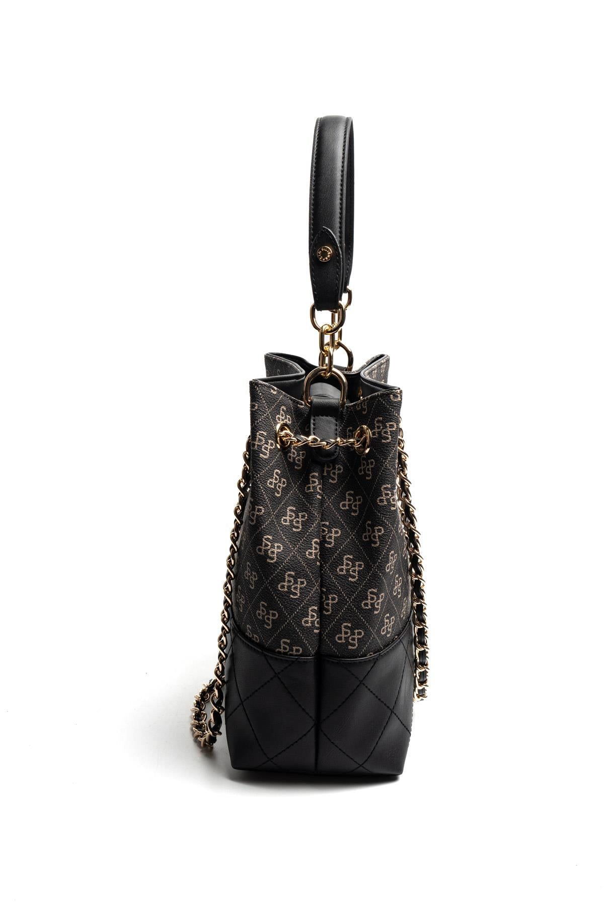 Silver & Polo SP1262 Kadın Omuz Çantası Monogram Füme-Siyah