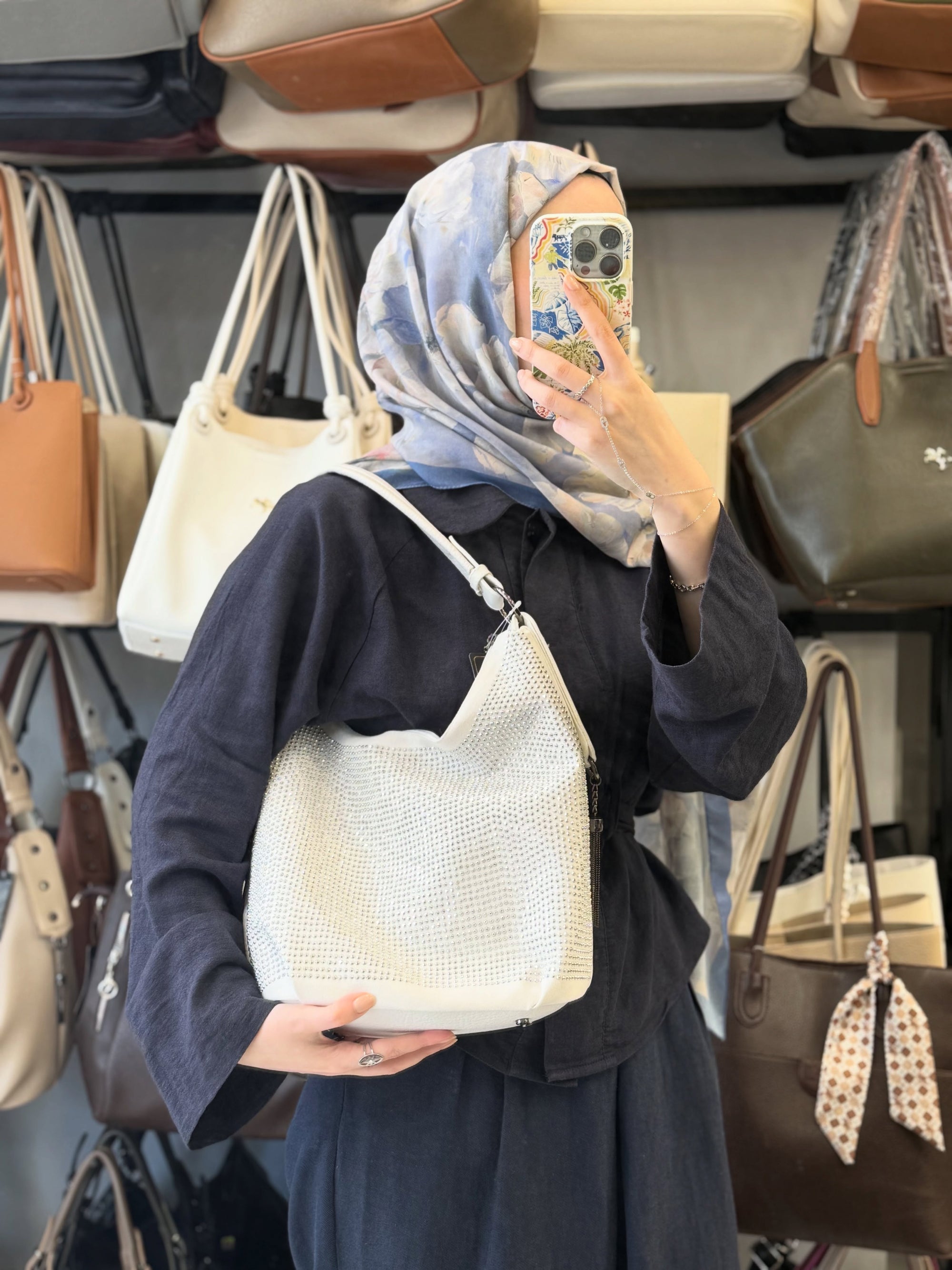Nas Bag Parıltılı Taş Detaylı Ultra Yumuşak Kadın Omuz Çantası - 1071