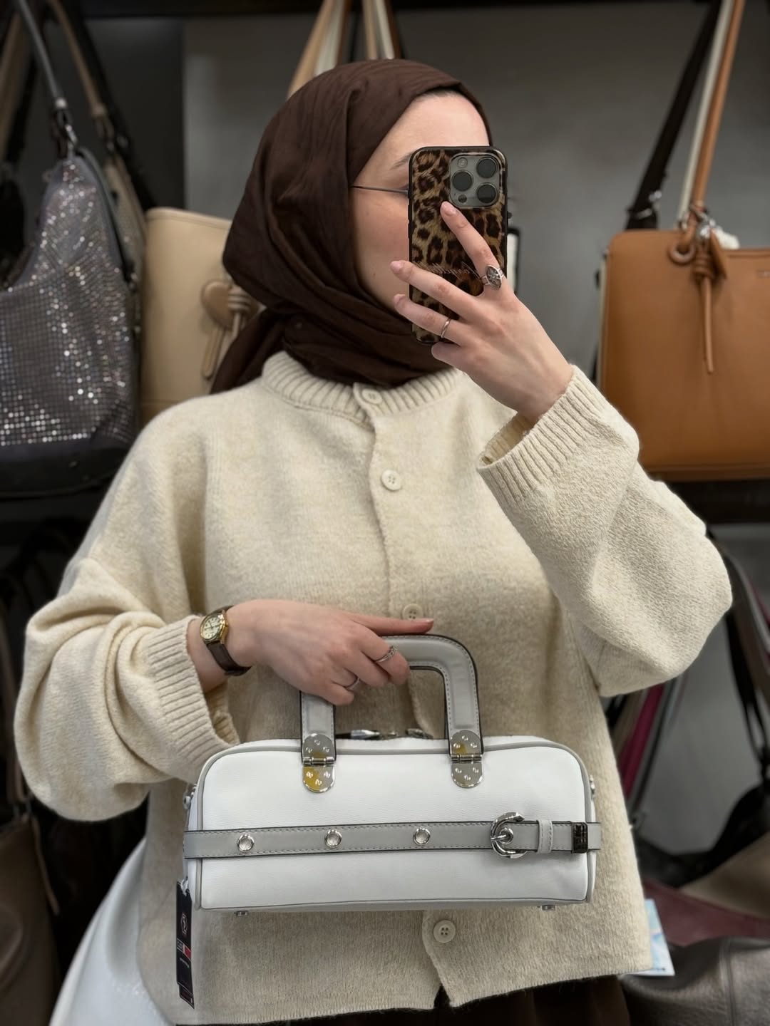 Silver & Polo Beyaz-Gri El Çantası - 1258
