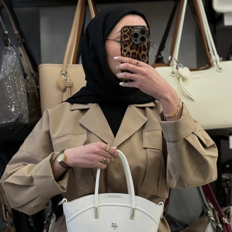 NASBAG Soft-Touch Deri Dokulu Beyaz Kadın El ve Omuz Çantası - 1375 - 1
