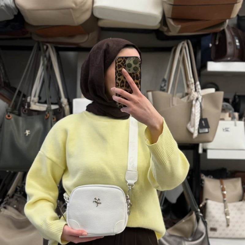 Nas Bag  Beyaz Üç Bölmeli Kadın Çapraz Askılı Omuz Çantası - 1468 - 1