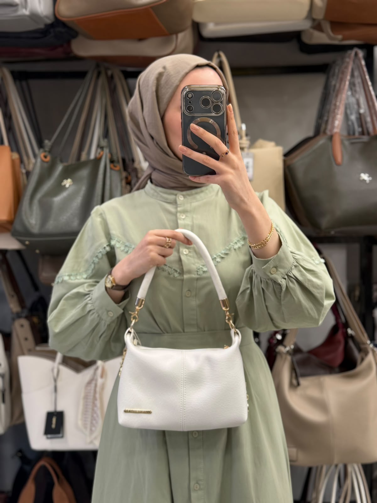 Nas Bag Beyaz Victoria Kumaş Kadın Mini Omuz ve Çapraz Çanta - 1469