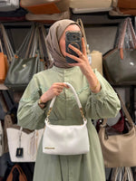 Nas Bag Beyaz Victoria Kumaş Kadın Mini Omuz ve Çapraz Çanta - 1469