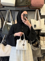 Nas Bag Kadın Charmlı Beyaz Mini El ve Çapraz Çanta - 1498