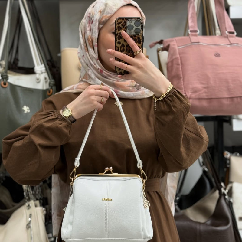Nas Bag Burslu Klipsli Vintage Omuz ve Çapraz Çanta - 1432 - 154