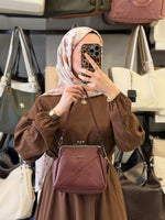 Nas Bag Mini Vintage Burslu Klipsli Bordo Kadın Omuz ve Çapraz Çanta - 1423