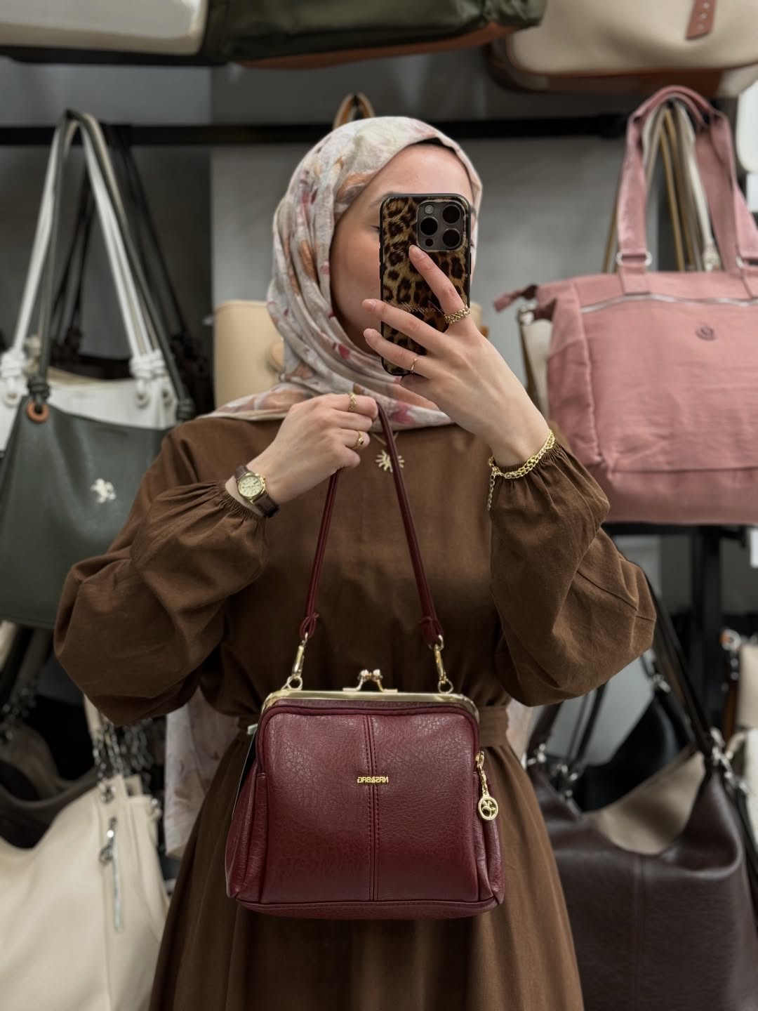 Nas Bag Burslu Klipsli Bordo Vintage Omuz ve Çapraz Çanta - 1432
