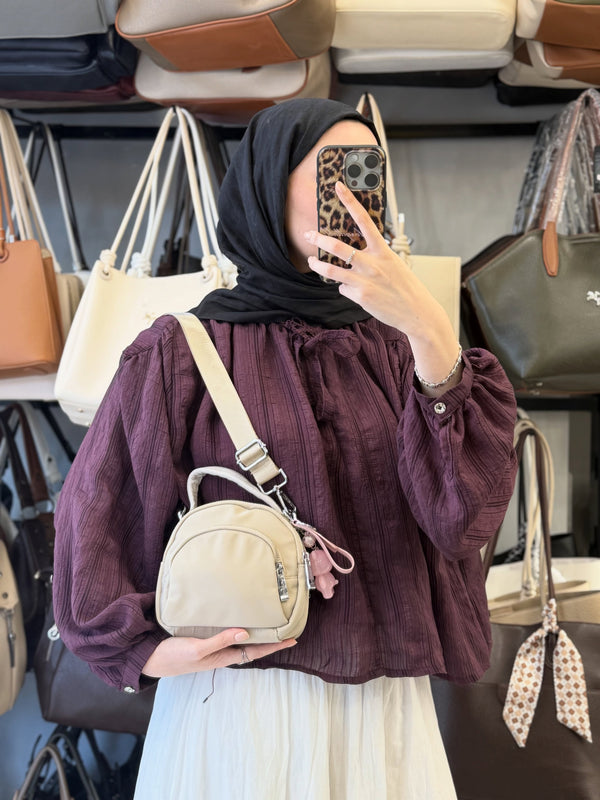 Matthew Cox Krem Rengi Çok Gözlü Mini Omuz Çantası - byn1119