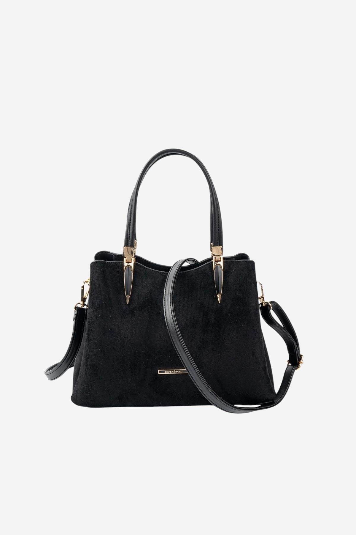 Silver & Polo SP1205 Kadın El Çantası Süet Siyah