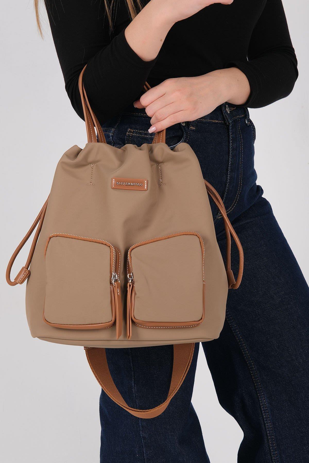 Silver & Polo SP1232 Kadın Sırt Çantası Vizon-Taba