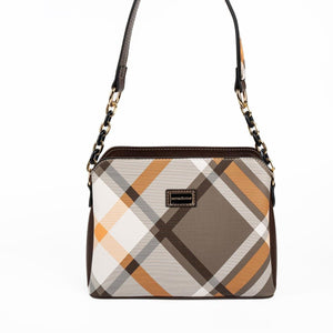 Silver & Polo SP937 Kadın Omuz Çantası Ekose Haki-Kahve