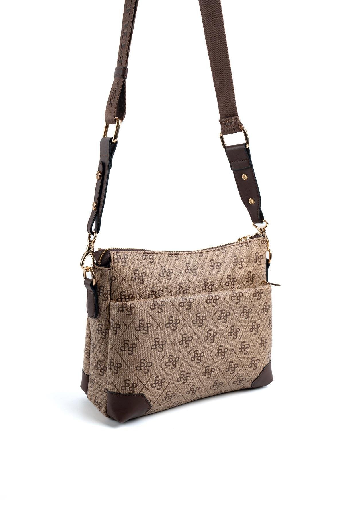 Silver & Polo Koyu Bej - Kahve SP1110 Kadın Çapraz Çanta