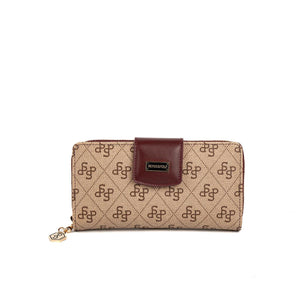 Silver & Polo SP928 Kadın Cüzdan & Kartlık Monogram Koyu Bej-Bordo